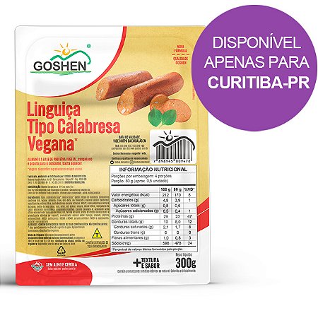 Linguiça Calabresa Vegana Goshen 300g