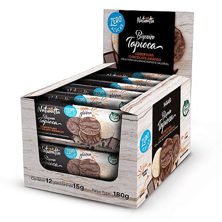 Biscoito de Tapioca Chocolate Amargo Zero Açúcar Display 24 pct