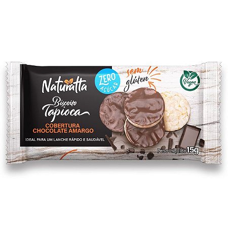 Biscoito de Tapioca Chocolate Amargo Zero Açúcar 15g