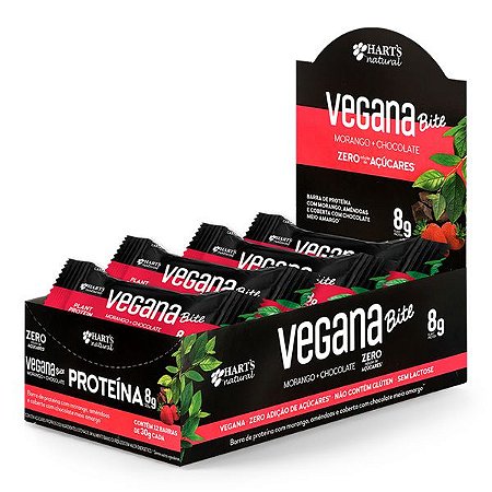 Barra de Proteína Vegana Bites Morango Caixa 12 un