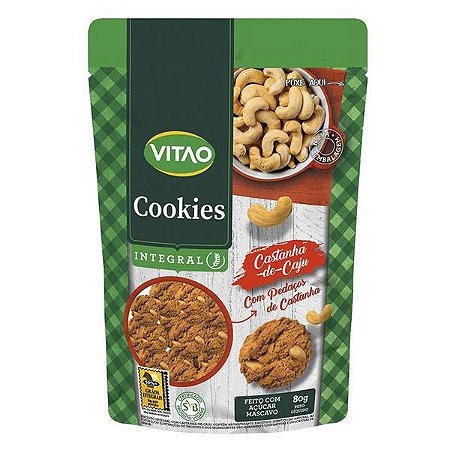 Cookie Integral Castanha de Caju Vitao 80g