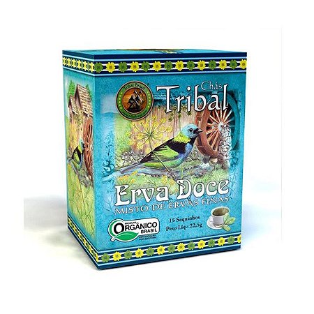 Chá Orgânico Erva Doce Tribal Brasil cx 15 Sachês