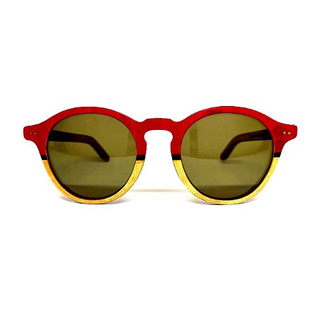 Óculos de madeira feminino Ena - vermelho