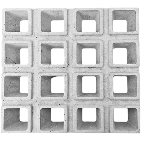 Elemento vazado 16 Furos com Relevo 40x44x07Cm