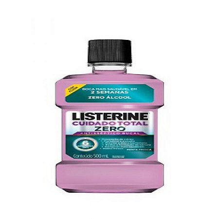 ENXAGUANTE ANTISSÉPTICO BUCAL LISTERINE CUIDADO TOTAL ZERO ÁLCOOL MENTA FRESCA COM 500ML