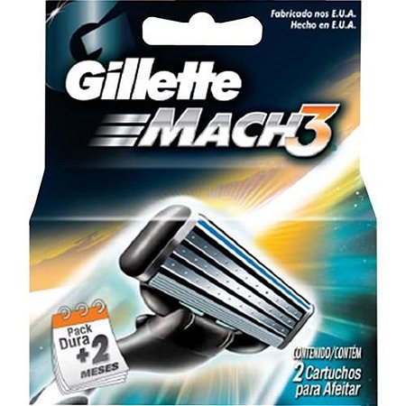 Carga para aparelho de barbear gillette mach3 2 unidades