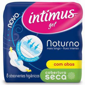 Absorvente intimus gel noturno longo cobertura seca com abas 8 unidades