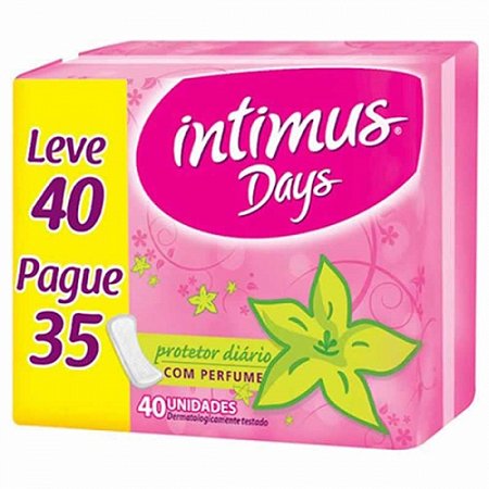 Absorvente intimus days sem abas com perfume leve 40un. pague 35un.