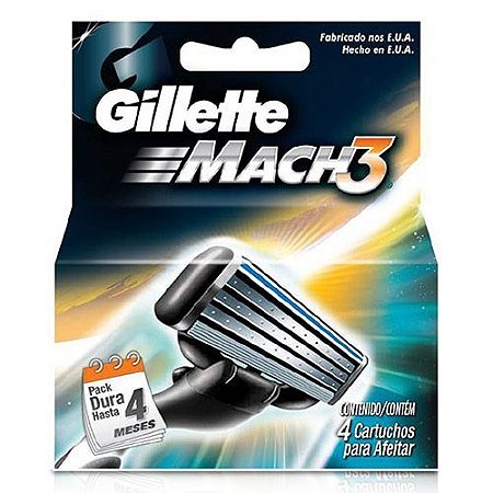 Carga para aparelho de barbear gillette mach3 4 unidades