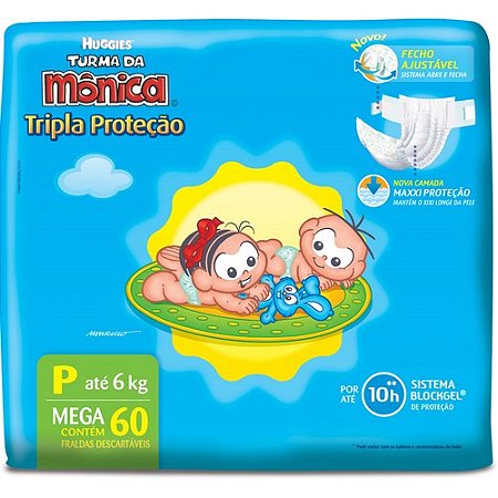 Fralda turma da monica mega p 60 unidades