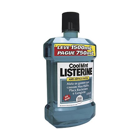 ENXAGUANTE ANTISSÉPTICO BUCAL LISTERINE COOL MINT ZERO ÁLCOOL MENTA SUAVE COM 1,5L