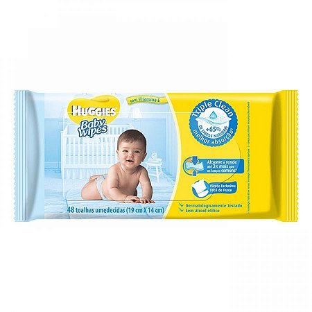 Lenco umedecido huggies baby wipes com 48 unidades