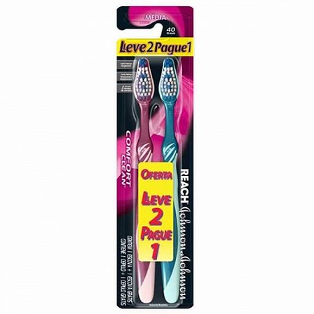 Escova dental reach comfort clean media leve 2 pague 1