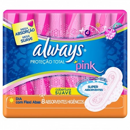 Absorvente always pink com abas 8 unidades