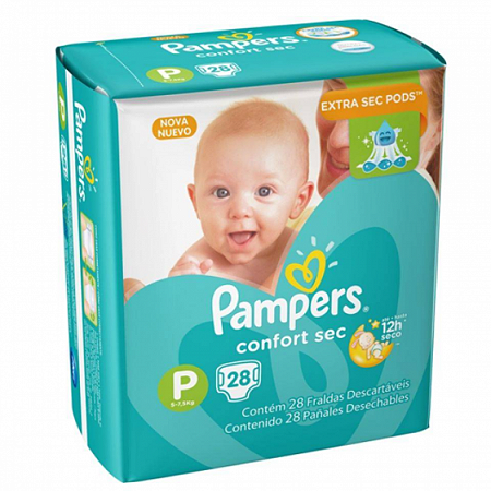 Fralda pampers confort sec p 28 unidades