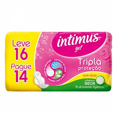 Absorvente intimus gel tripla protecao seca com abas leve 16un. pague 14un.