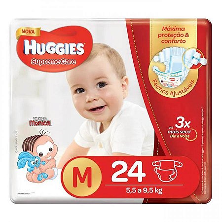 Fralda huggies supreme care jumbo m 24 unidades