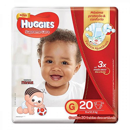 Fralda huggies supreme care jumbo g 20 unidades