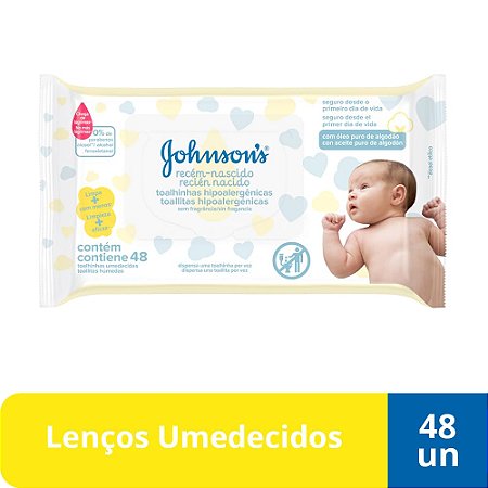 Lencos Umed.j&j Baby Recem Nascido C/48unid