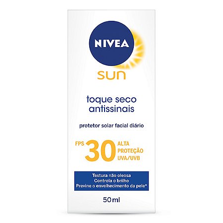 Protetor solar facial nivea toque seco antissinais fps30 50ml