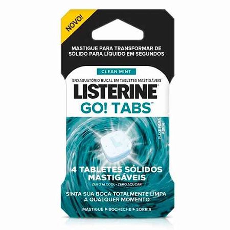 Tablete mastigavel listerine go! tabs clean mint 4 unidades
