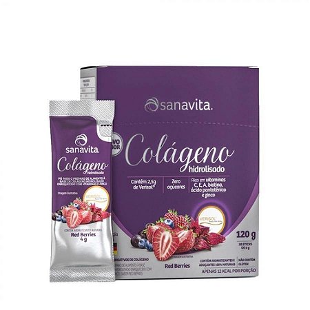 Colageno hidrolisado com 30 saches frutas vermelhas - sanavita