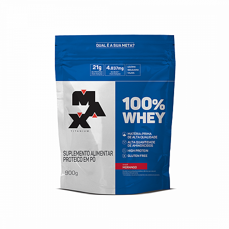 100por Cento Whey Max Morango 900g Refil