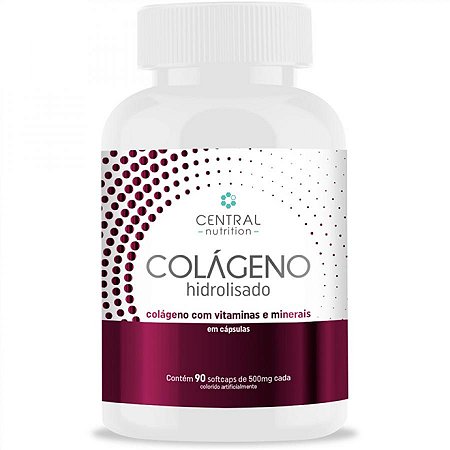 Colageno hidrolisado pote com 90 softcaps de 500mg - central nutrition