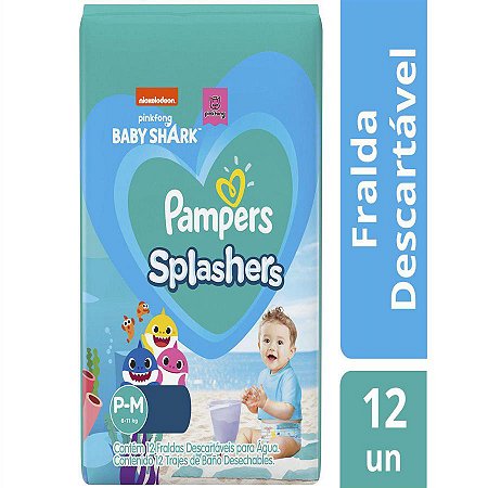 Fralda pampers splashers p/m 12 unidades