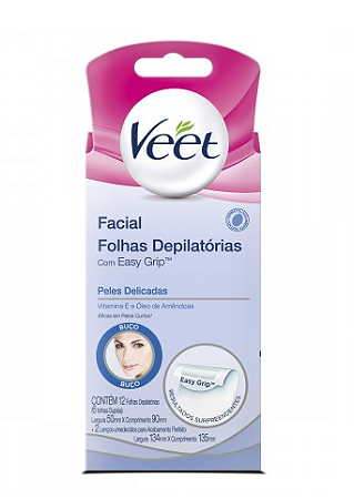 Folhas para depilacao facial veet pele delicada com 12 unidades