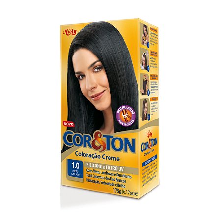 Tintura cor e ton 1.0 preto azulado 135g