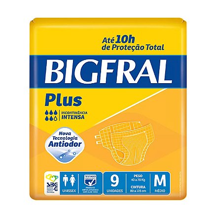 Fralda bigfral derma plus m 8 unidades