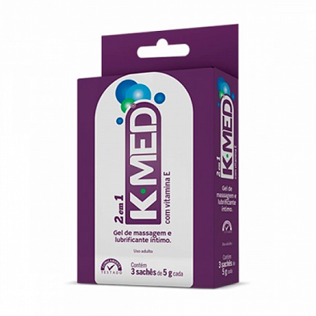 Gel lubrificante k-med 2 em 1 com 3 saches 5g
