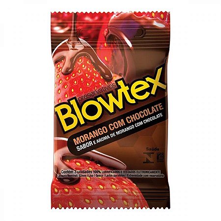 Preservativo blowtex morango com chocolate 3 unidades