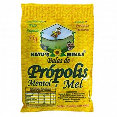 Natus minas balas de propolis mentol e mel
