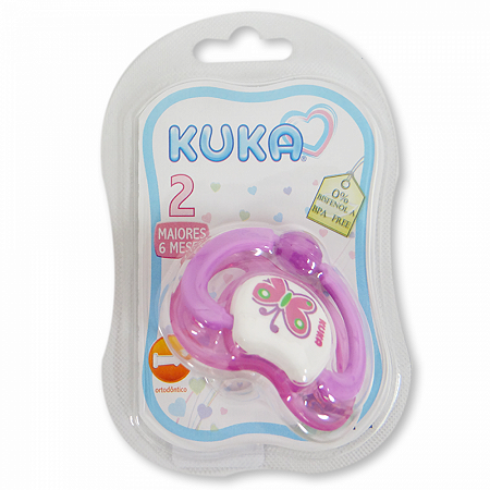 Chupeta kuka 62547 fase 2 silicone ventilada ortodontica rosa