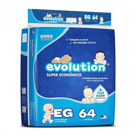 Fralda evolution eg com 64 unidades