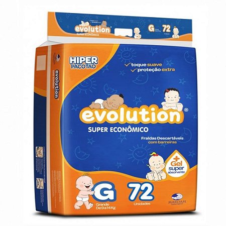 Fralda evolution g com 72 unidades