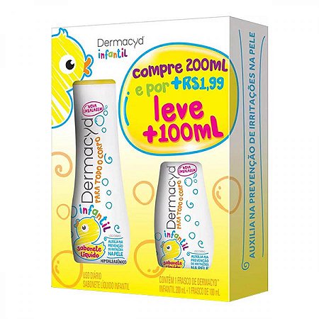 Dermacyd infantil 200ml sabonete liquido mais 100ml