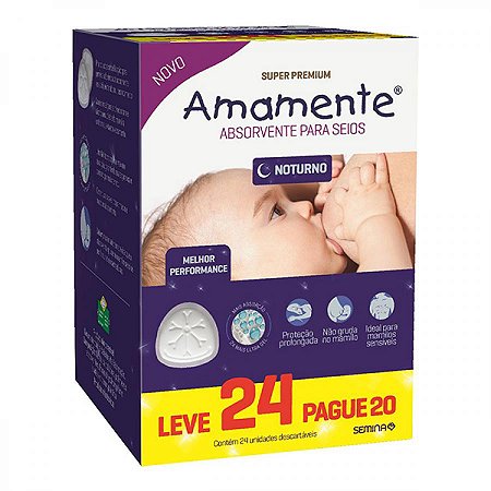 Absorvente para seios noturno leve 24 pague 20 unidades