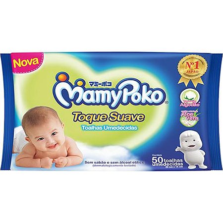 Toalhas umedecidas mamypoko toque suave 50 unidades