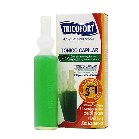 Locao tonica anticaspa tricofort contem 2 frascos com 25ml cada