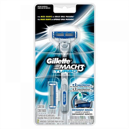 Aparelho de barbear gillette mach 3 turbo + carga mach 3