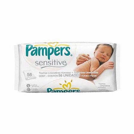 Toalhinhas umedecidas pampers sensitive com 56 unidades