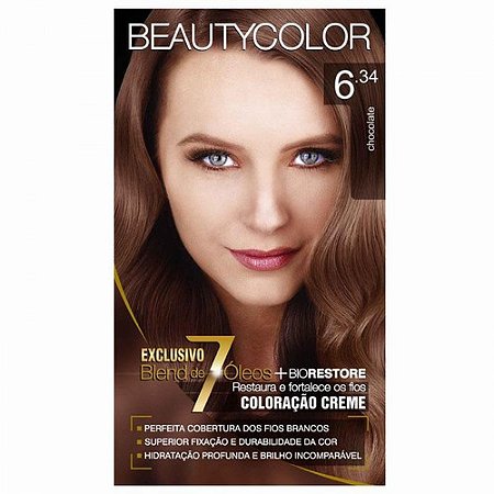 Kit tintura beauty color 6.34 chocolate