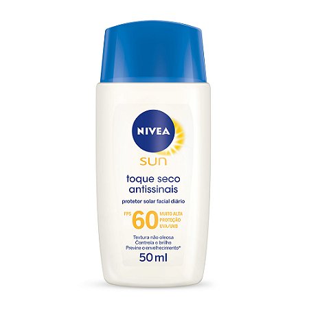 Protetor solar facial nivea sun toque seco antissinais fps 60 50g