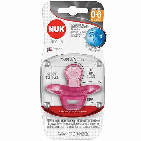 Chupeta genius soft silicone 0 - 6 meses rosa