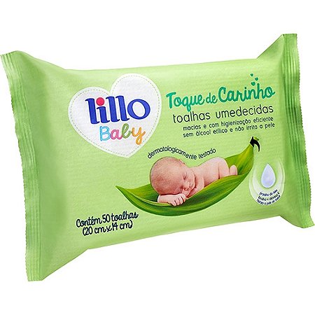 Toalha umedecida lillo com 50 unidades toque de carinho