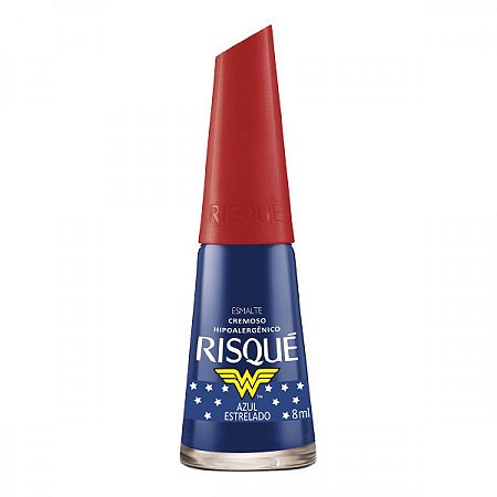 Esmalte risque mulher maravilha cremoso azul estrelado
