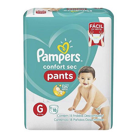 Fralda pampers pants confort sec g pacotao com 18 unidades